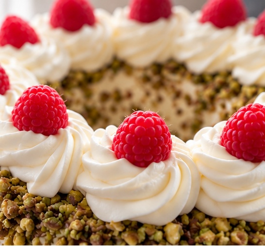 Frankfurter Kranz mit Vanillecreme und Himbeeren